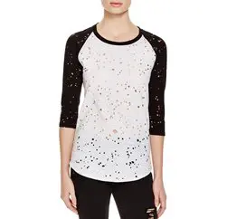 Black and White Printed Baseball Tee Suppliers