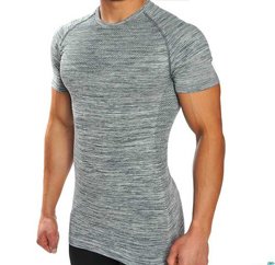 Grey textured Men's seamless t shirt