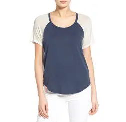 Simple White and Blue Baseball Tee Suppliers