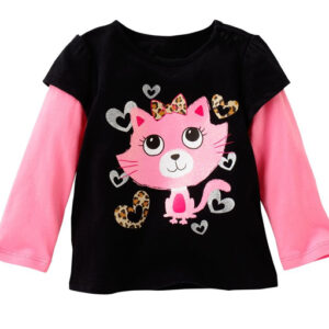 Black and Pink Kitty Frenzy Tee Suppliers