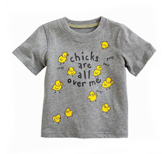 Soft Grey Chick Print Tees Manufacturers