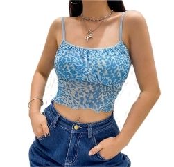 white and blue zebra print crop top wholesaler