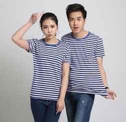 white and blue casual striped t shirts