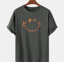 black smilely printed t shirt manufacturer