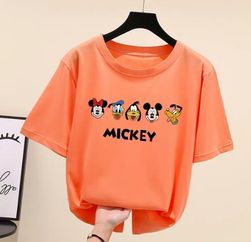 orange mickey mouse printed graphic t shirt manufacturer